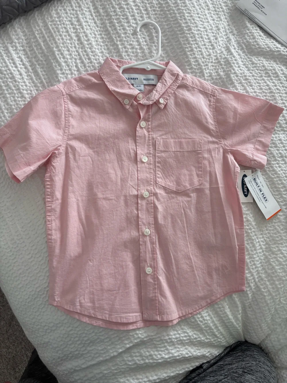 New Old Navy Light Pink boys Short-Sleeve Button-Down Shirt